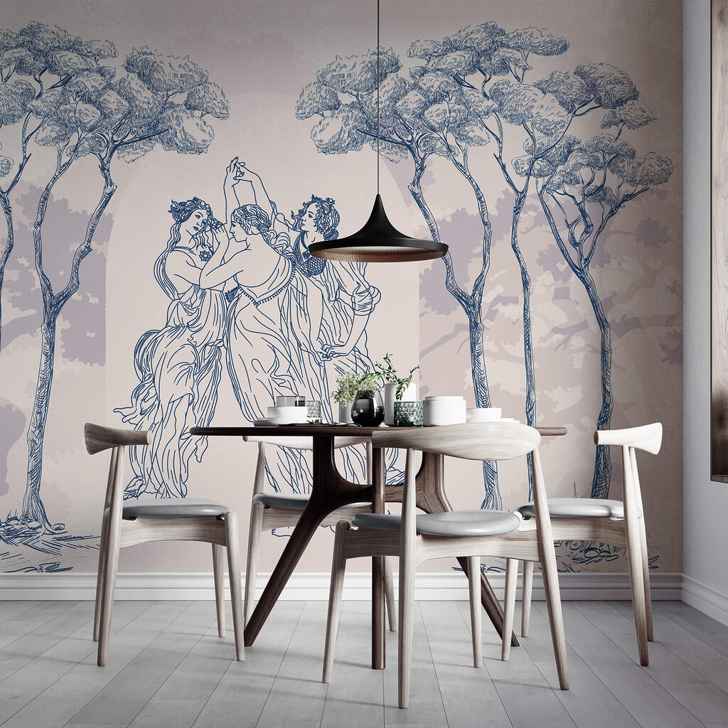 Groupe de personnes dansant sous les arbres