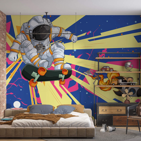Un astronaute sur une planche à roulettes Un astronaute sur une planche à roulettes