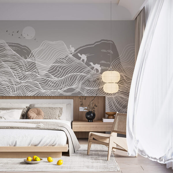 Lignes blanches sur fond gris