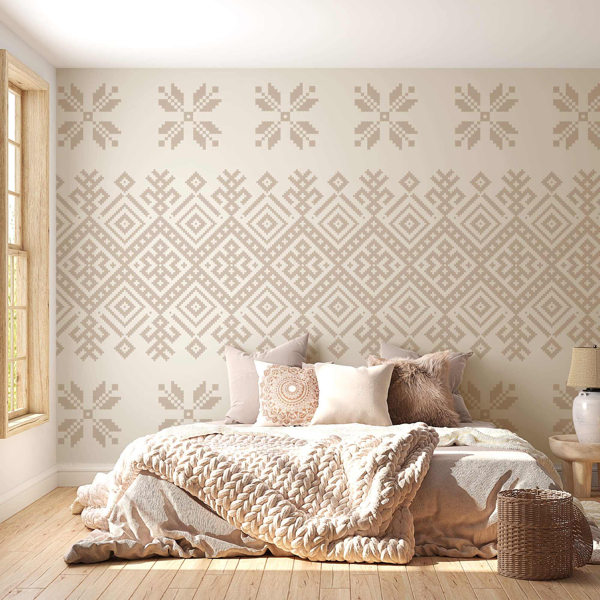 Motif de formes géométriques et de fleurs