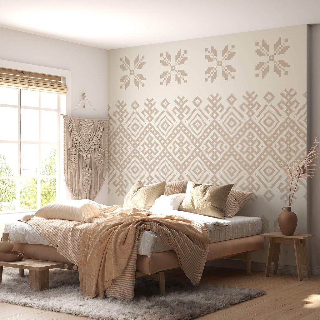 Motif de formes géométriques et de fleurs