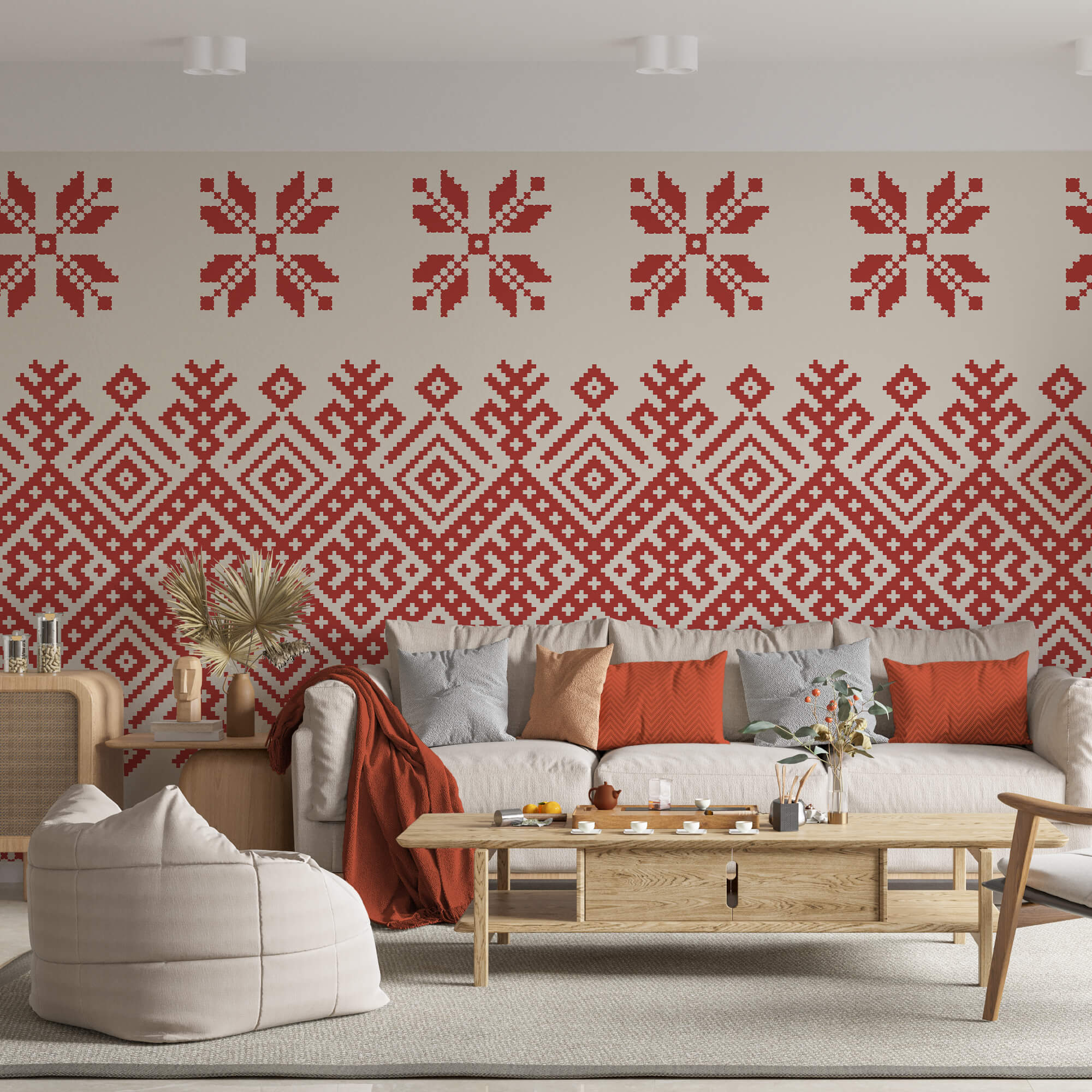 Motif rouge et blanc