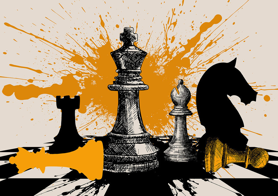 Pièces d'échecs noires et blanches