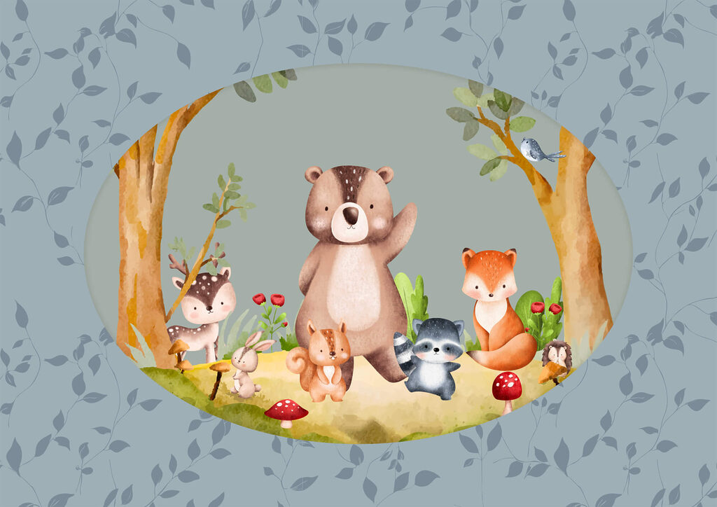 Caricature d'animaux dans une forêt Caricature d'animaux dans une forêt