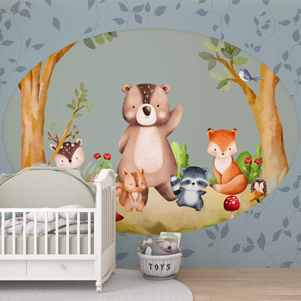 Caricature d'animaux dans une forêt