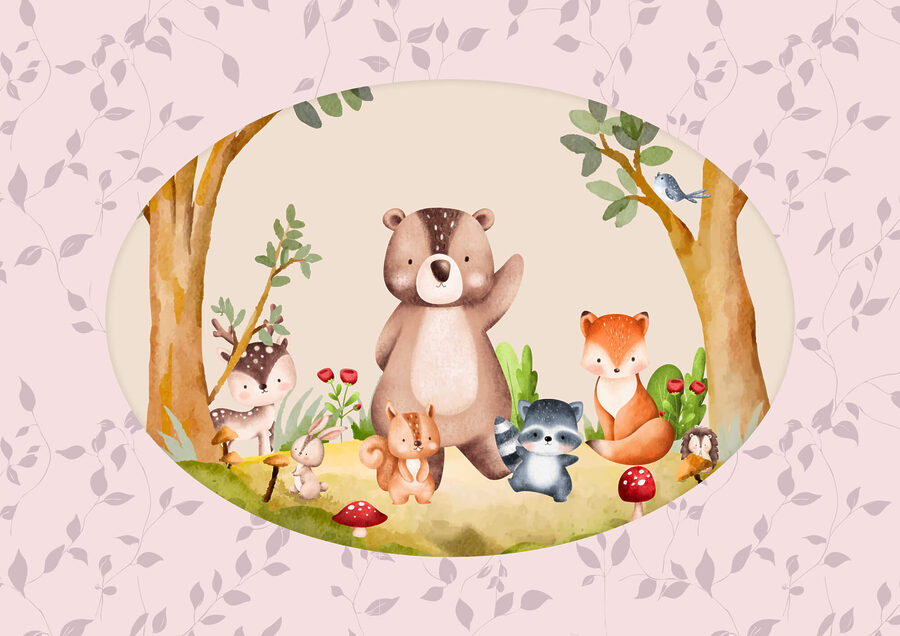 Papier peint Caricature d'animaux dans une forêt – Image 4