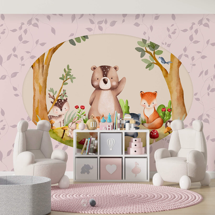Papier peint Caricature d'animaux dans une forêt – Image 2