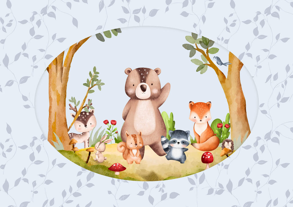 Caricature d'animaux dans une forêt Caricature d'animaux dans une forêt