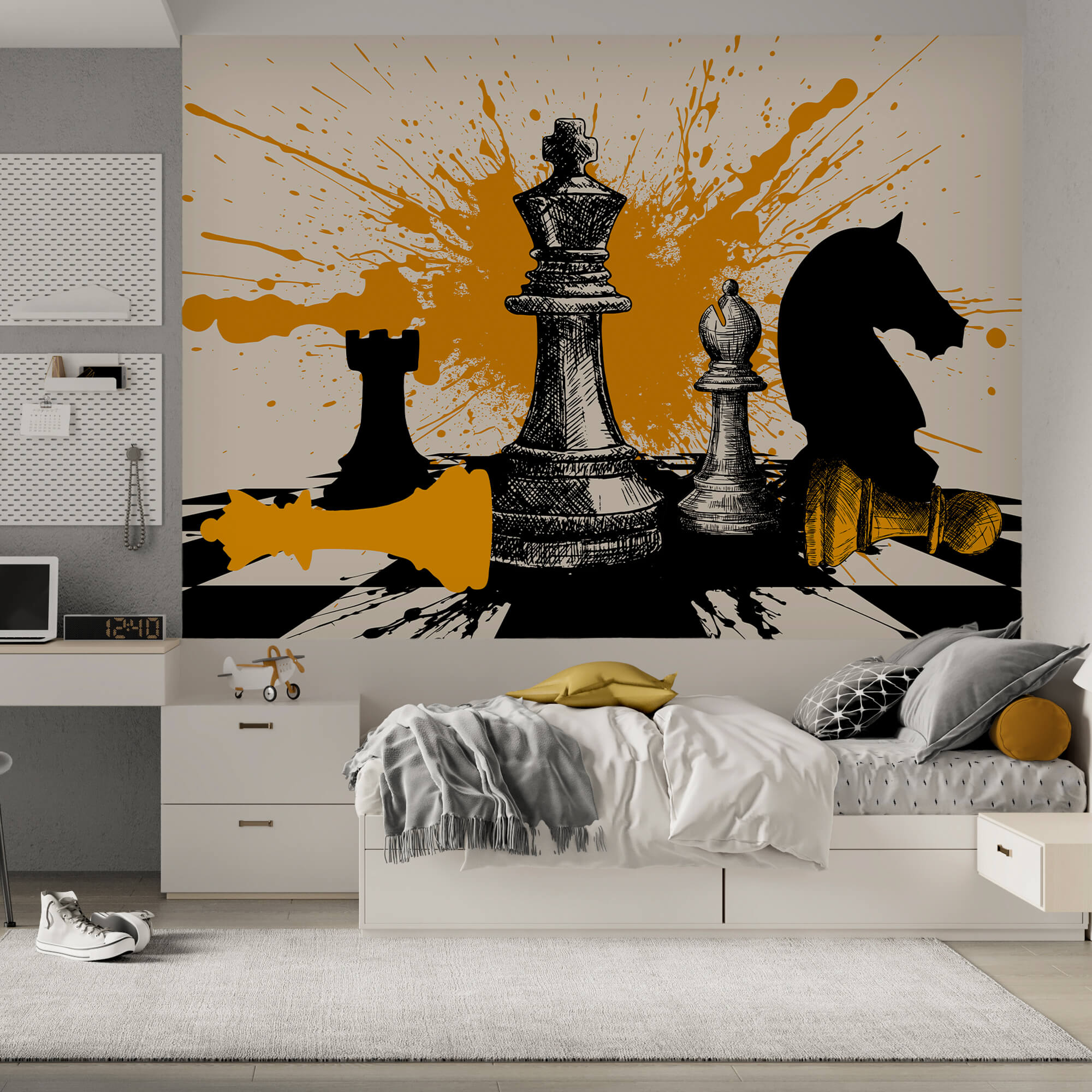 Pièces d'échecs noires et blanches