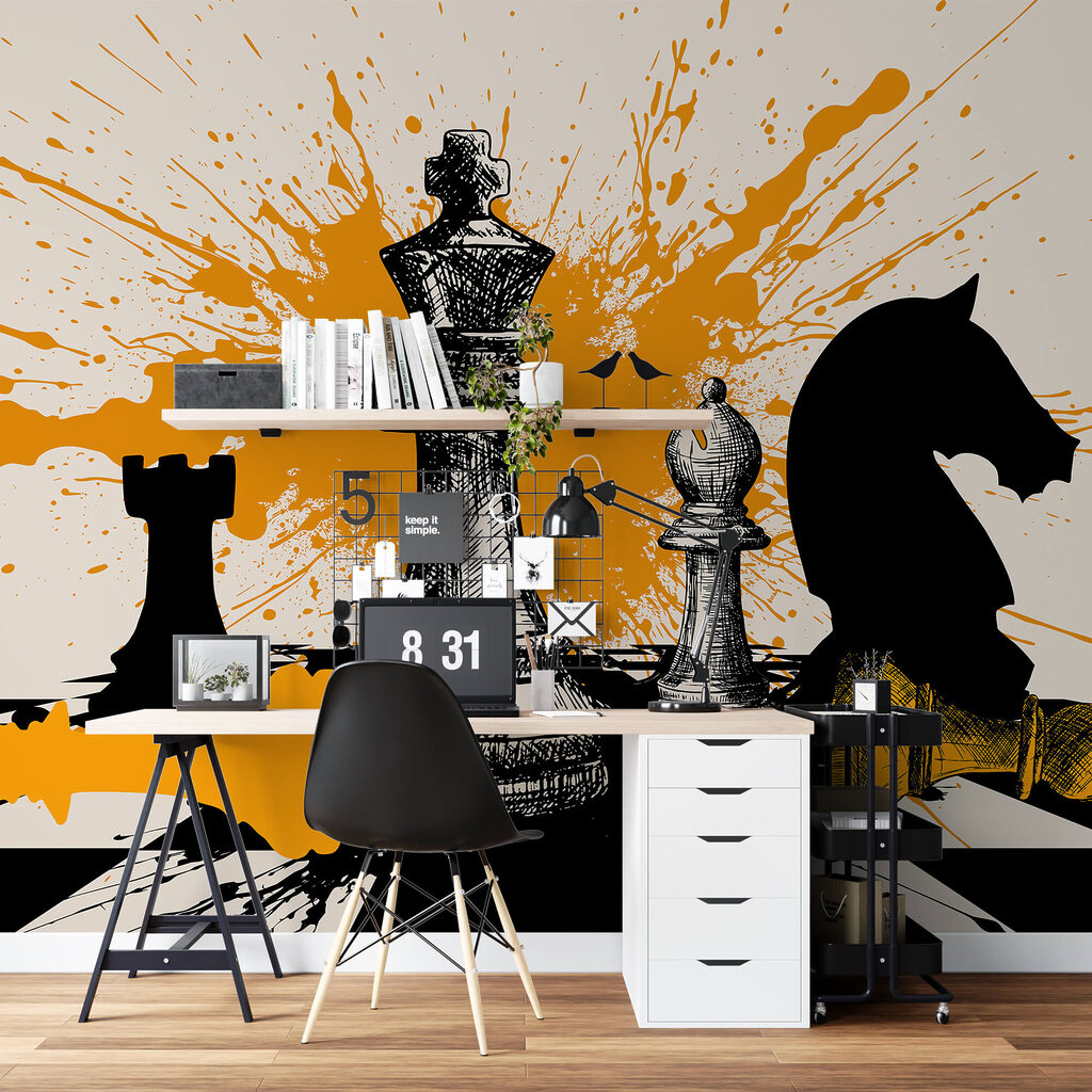 Pièces d'échecs noires et blanches