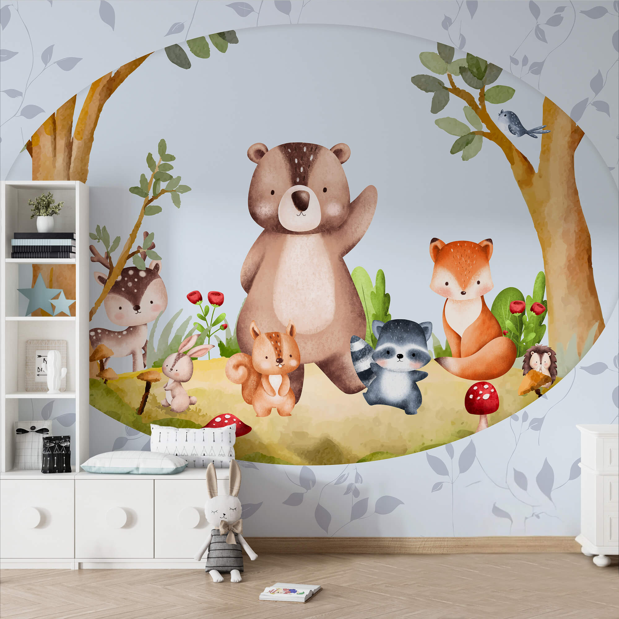 Caricature d'animaux dans une forêt