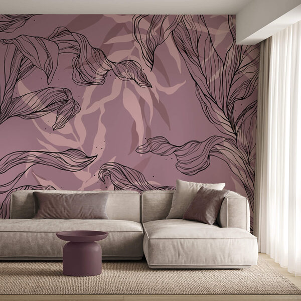 Dessin de feuilles sur fond violet Dessin de feuilles sur fond violet