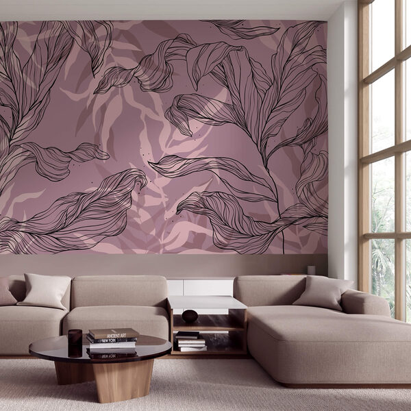 Dessin de feuilles sur fond violet Dessin de feuilles sur fond violet