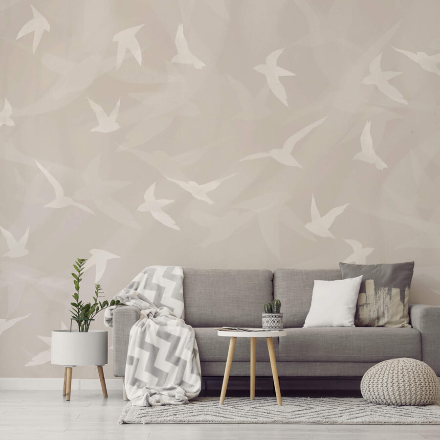 Oiseaux blancs volant dans les airs