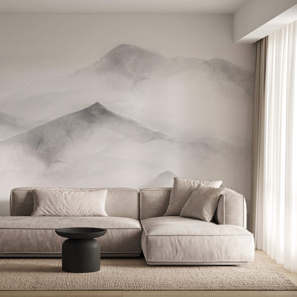 Chaîne de montagnes blanches et grises