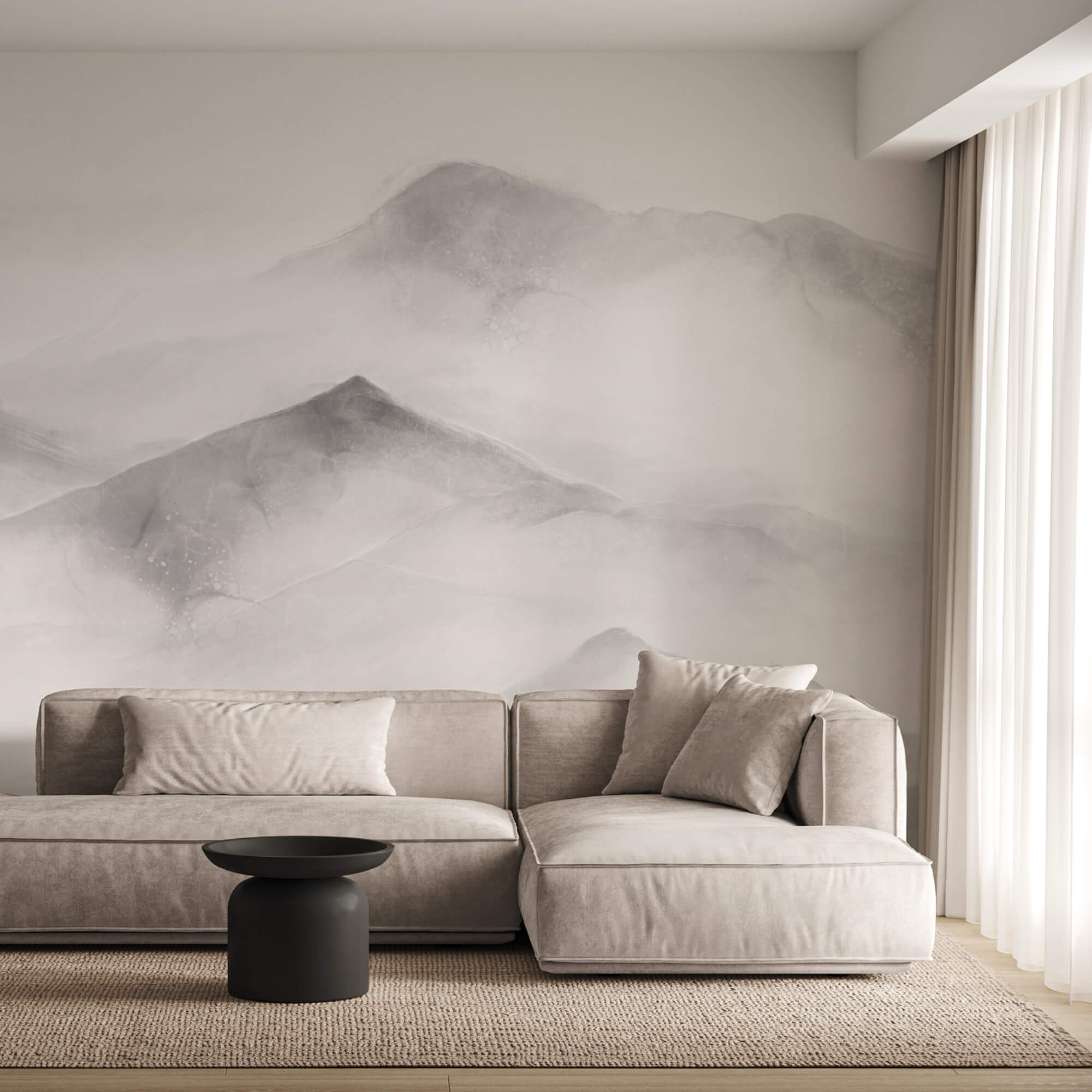 Chaîne de montagnes blanches et grises