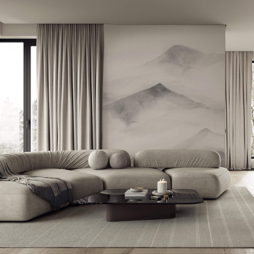 Chaîne de montagnes blanches et grises