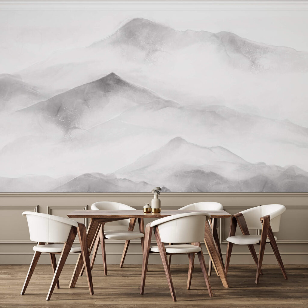 Chaîne de montagnes blanches et grises