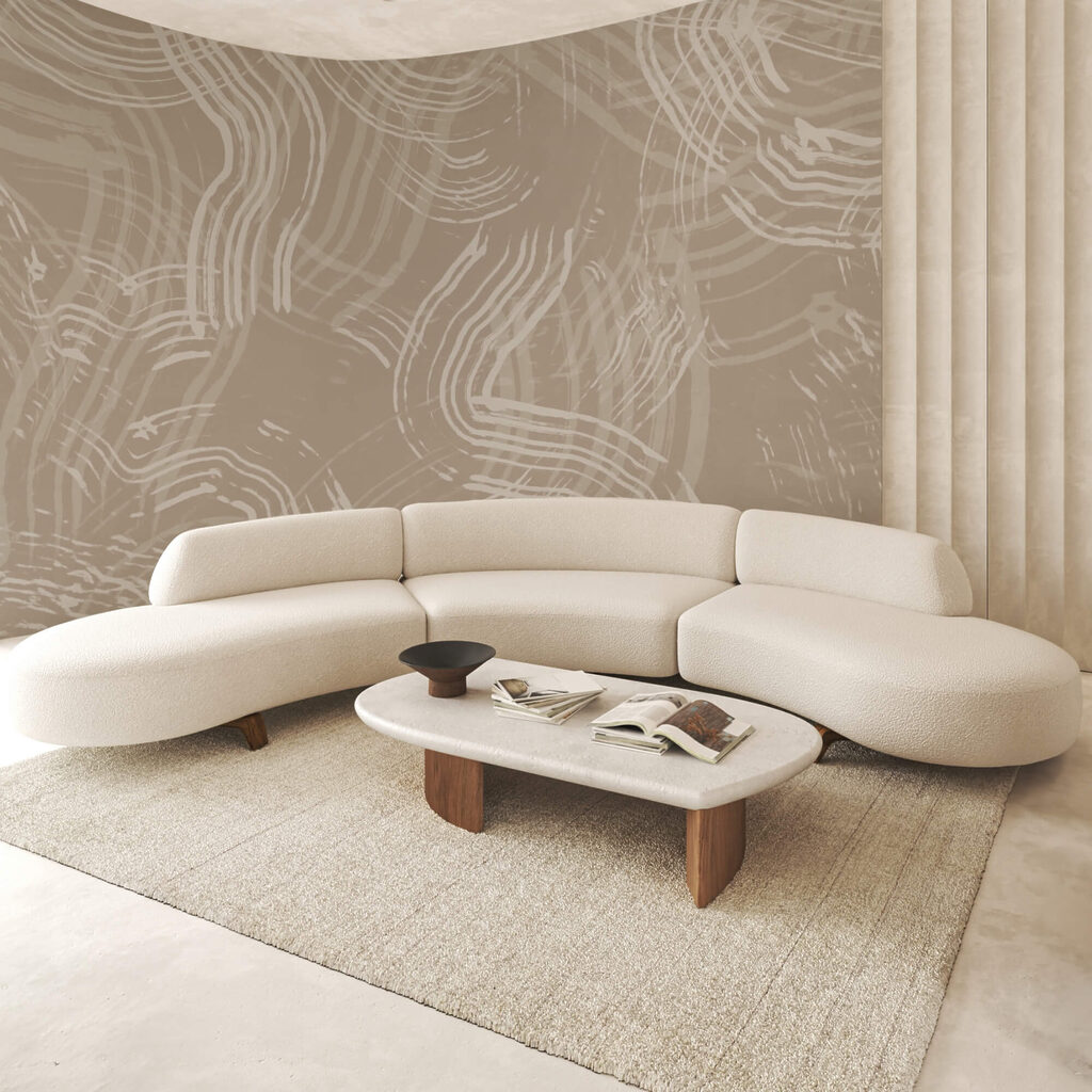 Lignes blanches sur fond beige