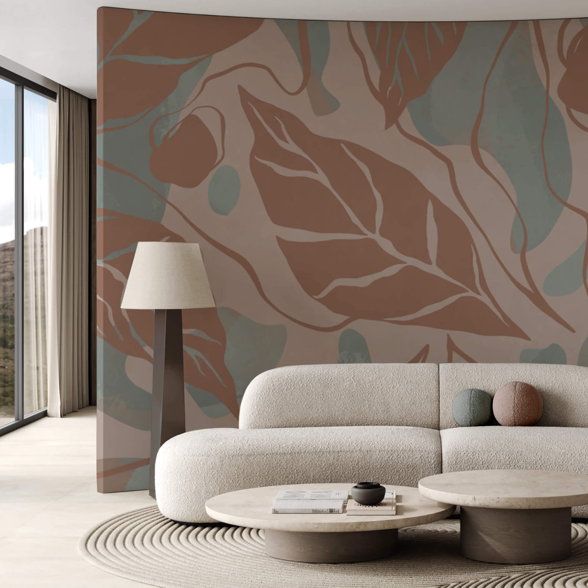 Motif de feuilles et de bulles