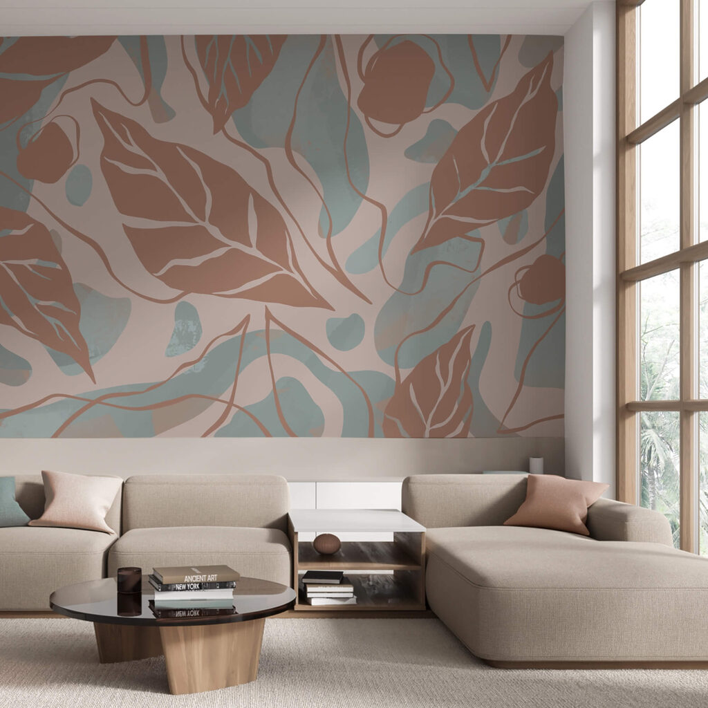 Motif de feuilles et de bulles