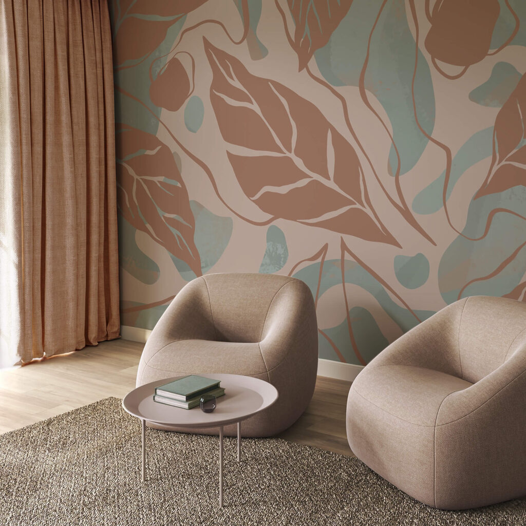 Motif de feuilles et de bulles