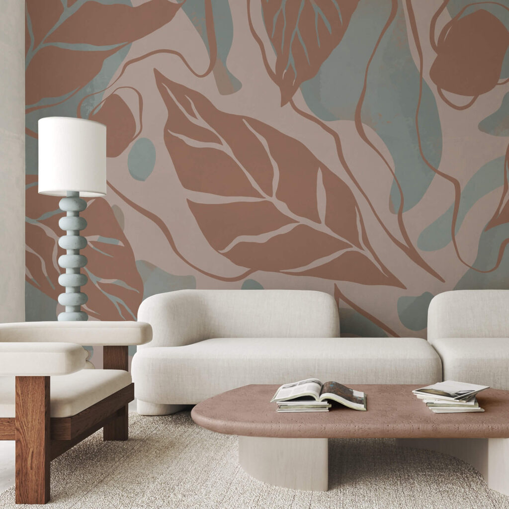 Motif de feuilles et de bulles