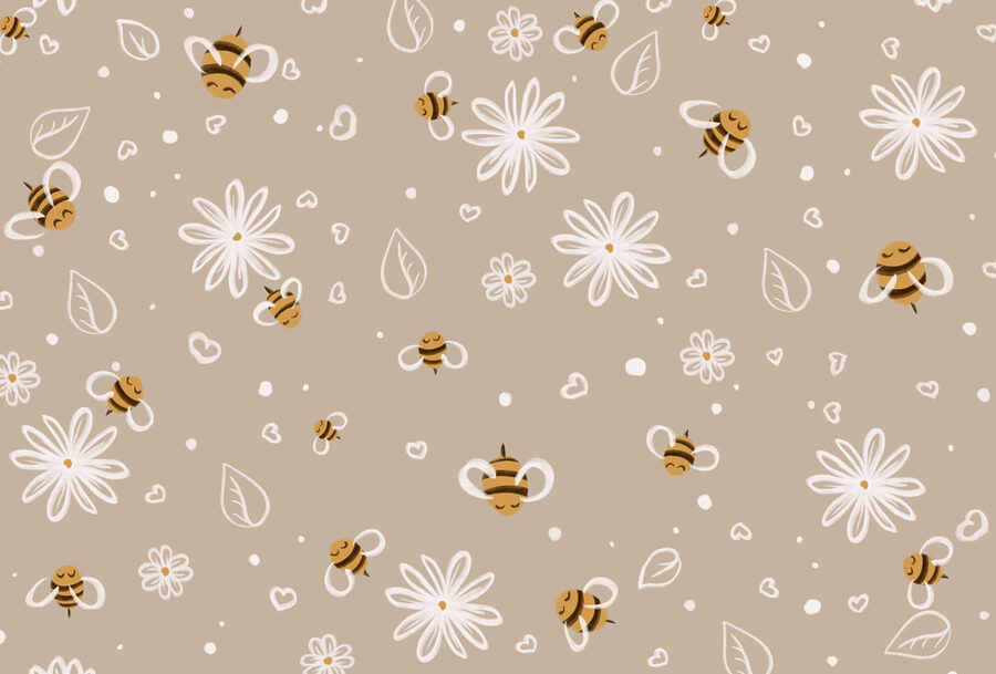 Papier peint Motif d'abeilles et de fleurs – Image 4
