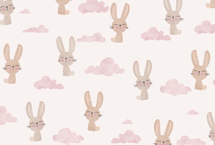 Motif de lapins et de nuages
