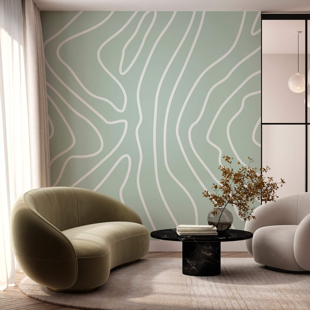 Lignes blanches sur fond vert clair