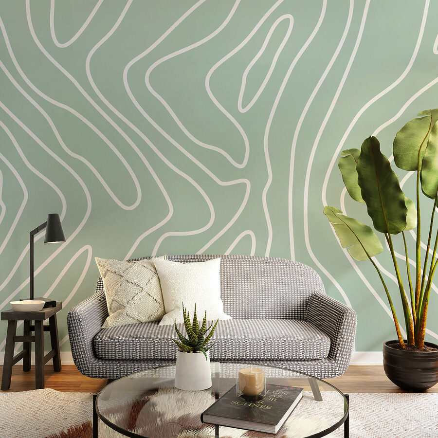 Lignes blanches sur fond vert clair