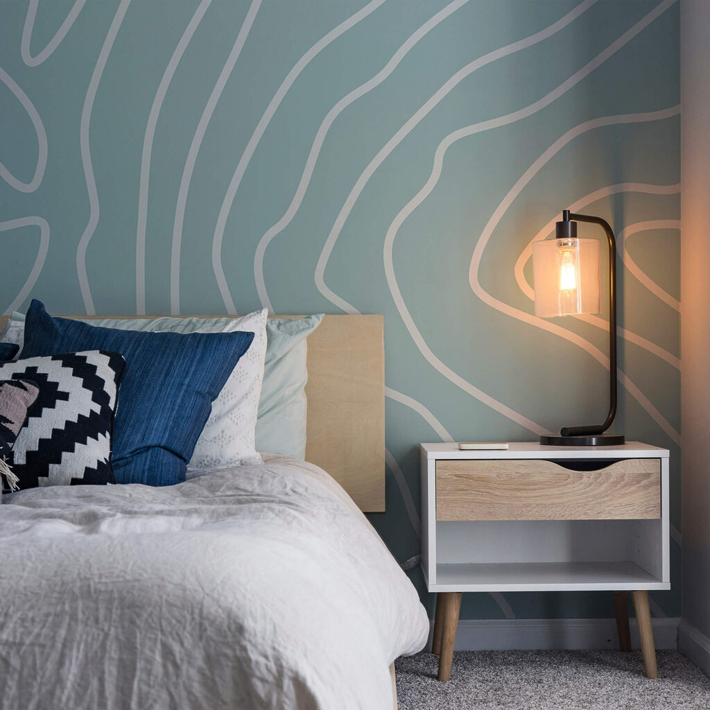 Lignes blanches sur fond bleu