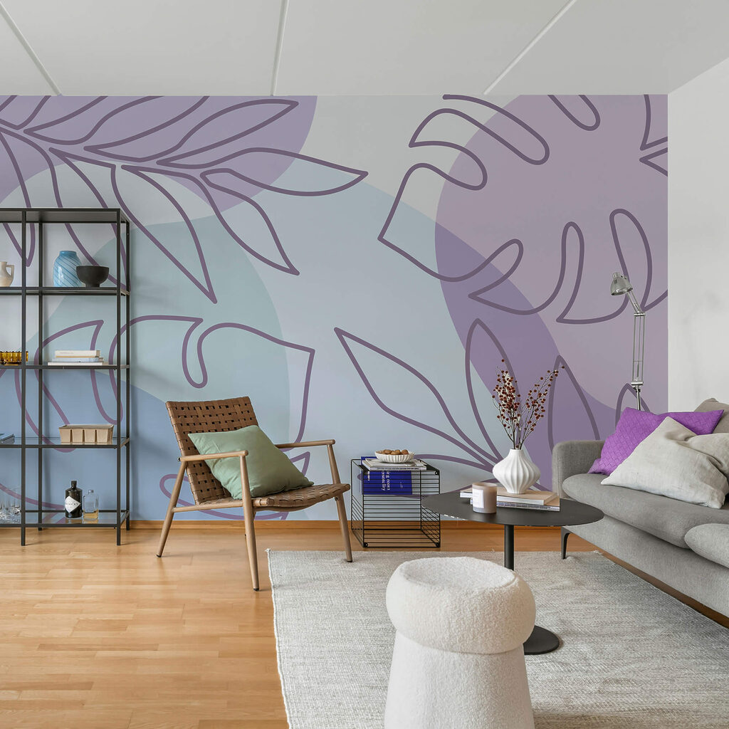 Motif violet et blanc avec des feuilles Motif violet et blanc avec des feuilles