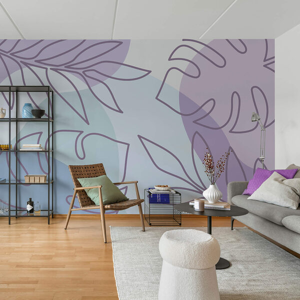 Motif violet et blanc avec des feuilles Motif violet et blanc avec des feuilles