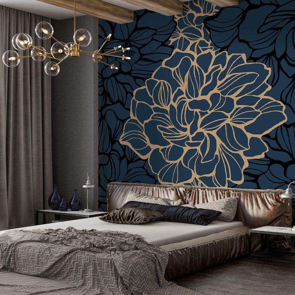 Motif floral audacieux sur fond sombre Motif floral audacieux sur fond sombre