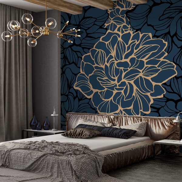 Motif floral audacieux sur fond sombre Motif floral audacieux sur fond sombre