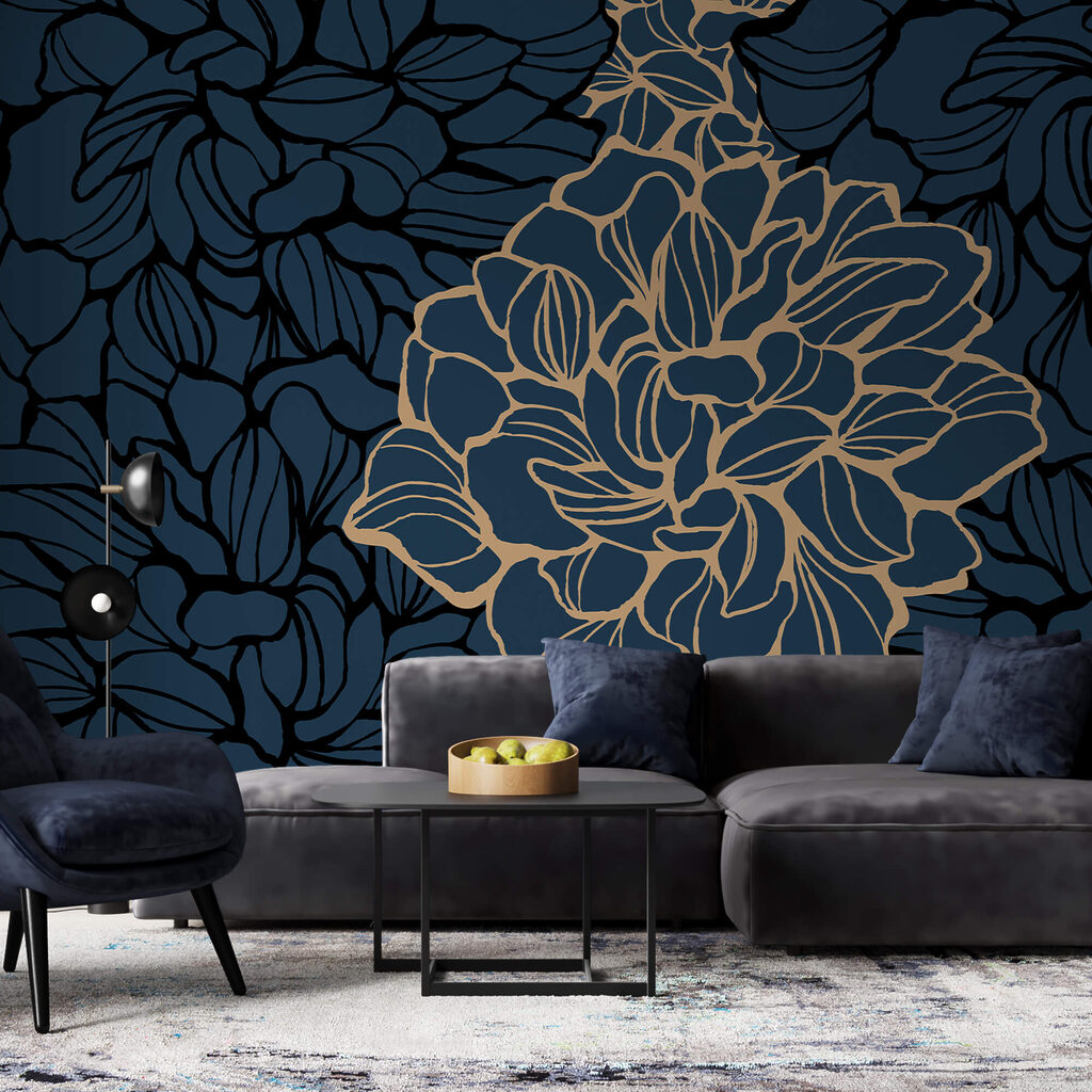 Motif floral audacieux sur fond sombre Motif floral audacieux sur fond sombre