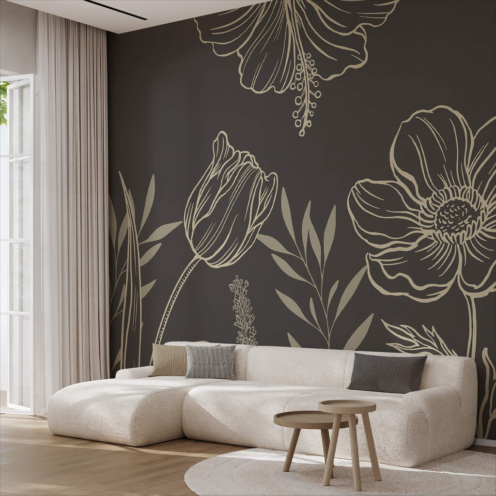 Dessin floral délicat au trait Dessin floral délicat au trait