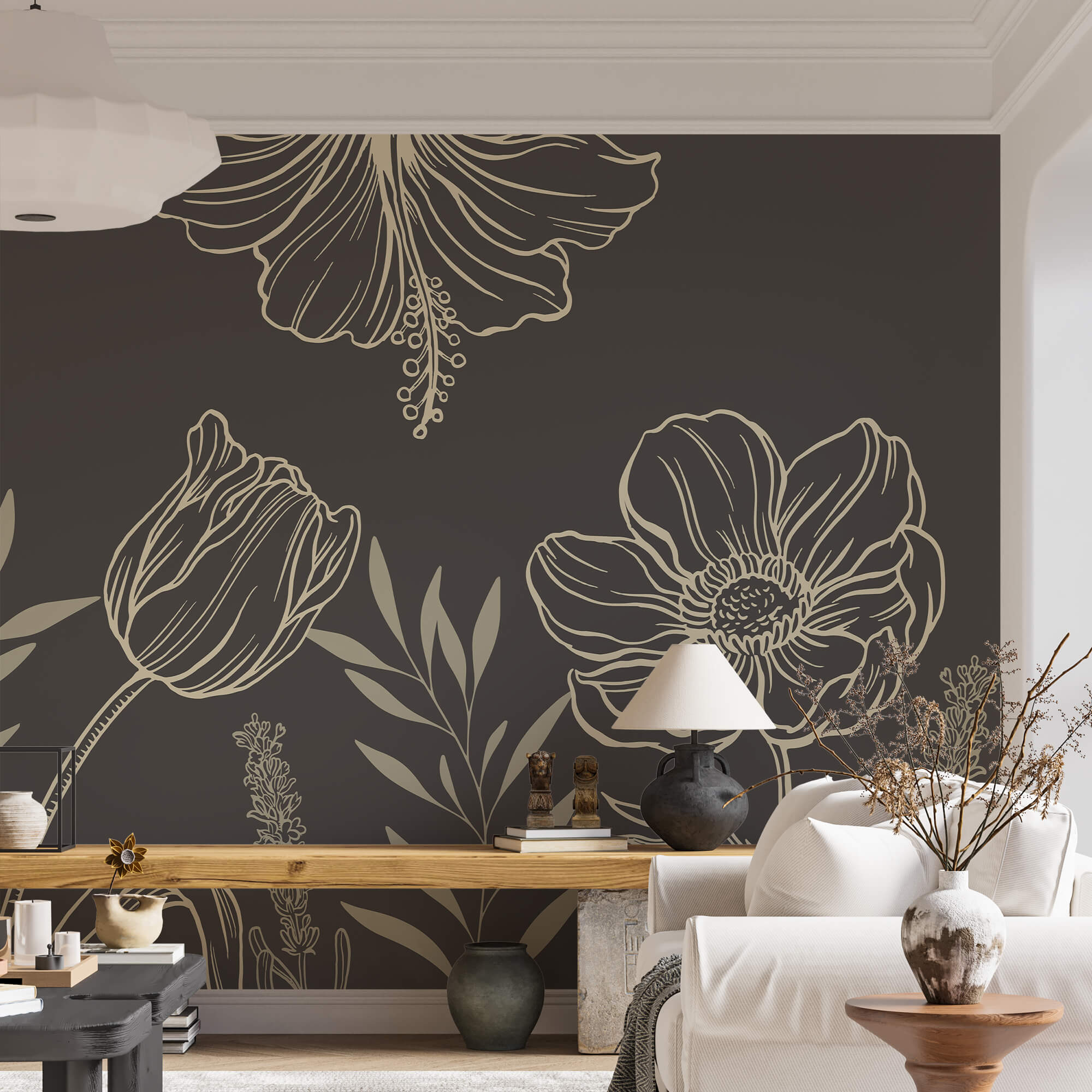 Dessin floral délicat au trait Dessin floral délicat au trait