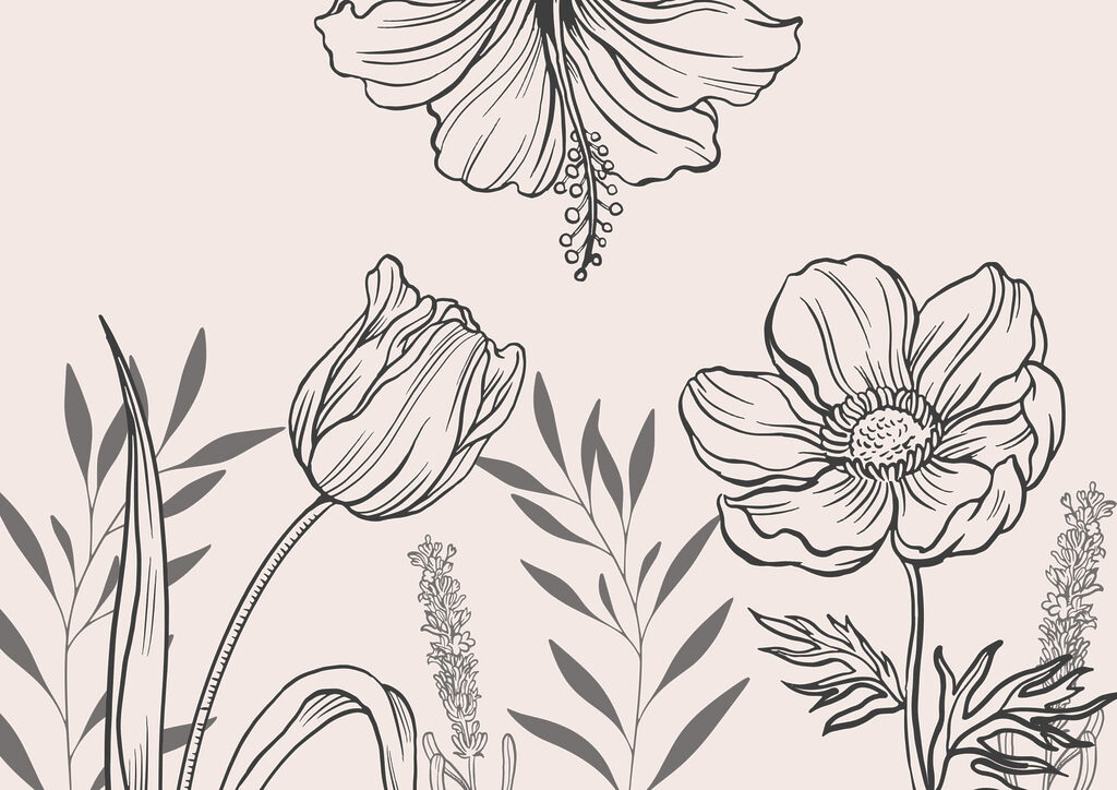 Dessin floral délicat au trait Dessin floral délicat au trait