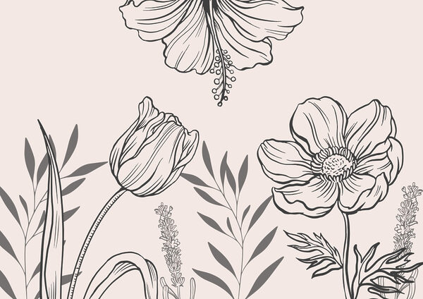 Dessin floral délicat au trait Dessin floral délicat au trait