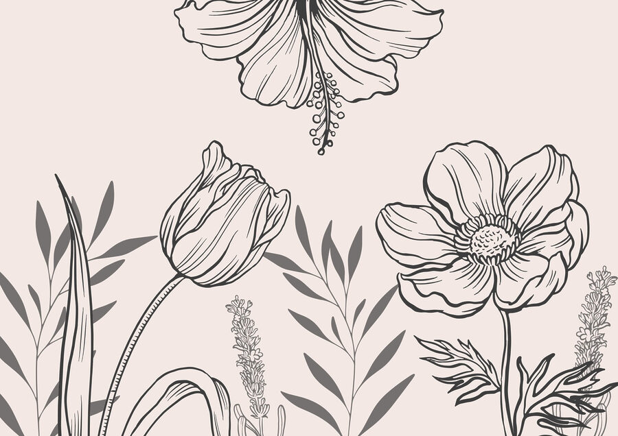 Dessin floral délicat au trait Dessin floral délicat au trait