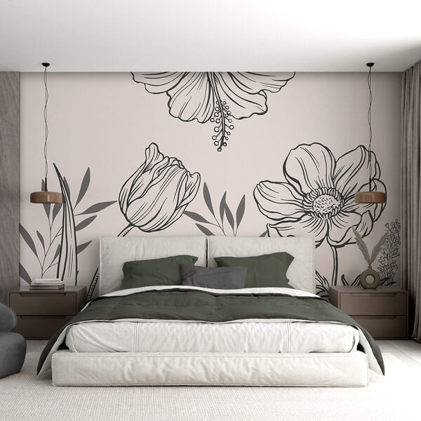 Dessin floral délicat au trait Dessin floral délicat au trait