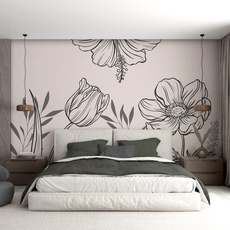 Dessin floral délicat au trait Dessin floral délicat au trait