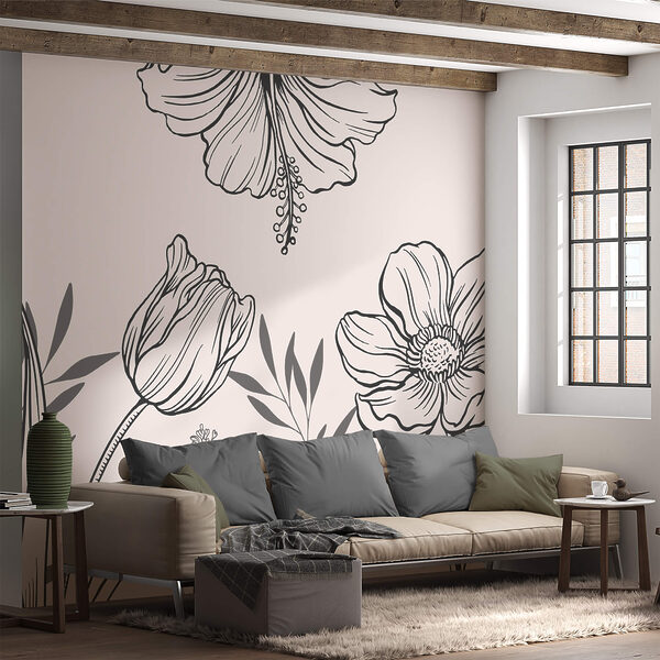 Dessin floral délicat au trait Dessin floral délicat au trait