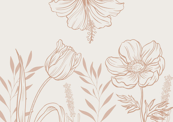 Dessin floral délicat au trait. Dessin floral délicat au trait.