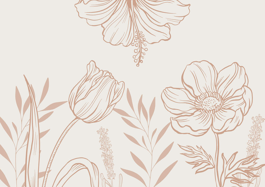 Dessin floral délicat au trait. Dessin floral délicat au trait.
