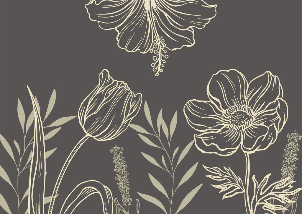 Dessin floral délicat au trait Dessin floral délicat au trait