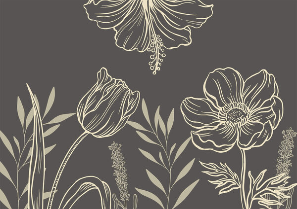 Dessin floral délicat au trait Dessin floral délicat au trait