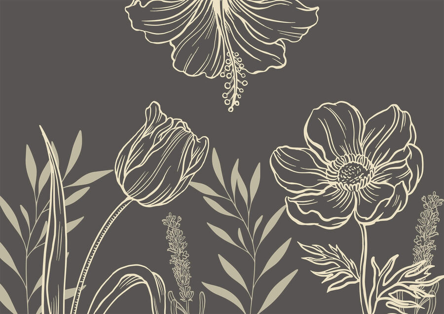 Dessin floral délicat au trait